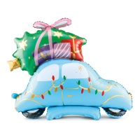 Auto Ballon met Kerstcadeautjes van 1,02 x 1,07 cm - PartyDeco