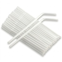 Flexibele witte plastic rietjes van 21 cm - 200 stuks