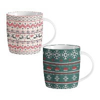 Kerstmok van 350 ml met sneeuwdesign - 1 stuk
