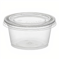 Doospot voor sauzen van 45 ml van doorzichtig plastic met deksel - 12 stuks