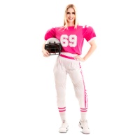 Roze American Football kostuum voor dames