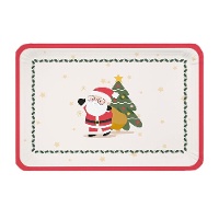 Schalen van 34 x 25 cm van rood-wit karton met Kerstman - 2 stuks