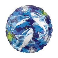 43 cm blauwe haaien ballon - Anagram