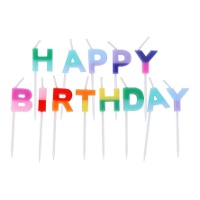 Bicolor 'Happy Birthday' kaarsjes - Folat - 13 stuks