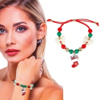 Rood-groene kerstsok armband