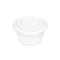 Witte plastic sauscontainer van 100 ml met deksel - 50 stuks
