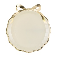 Papieren borden 24 x 26,8 cm met gouden kerststrik - 6 stuks
