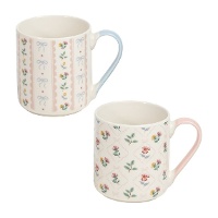 Vintage bloemenmok 370 ml - 1 stuk