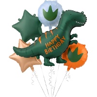 Dinosaurusballonnenboeket Happy Birthday - 5 stuks