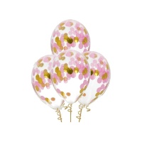 Latex ballonnen met gekleurde confetti 30 cm - Folat - 4 stuks