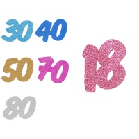 Gekleurde glitter foam cijfers - 6 stuks