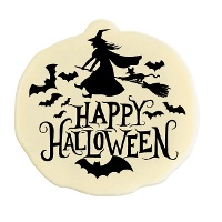 Bord van witte chocolade met Happy Halloween Heks - 54 stuks