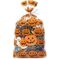 Zakjes voor snoepjes met Halloween pompoenen 28 x 13 cm - 20 stuks