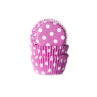 Mini cupcake vormpjes in fuchsia met stippen - House of Marie - 60 stuks