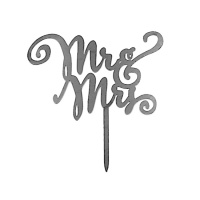 Acrilische taarttopper Mr en Mrs zwart - Pastkolor