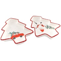 Keramische kerstboom schotel van de Kerstman - 22,6 cm - 1 stuk