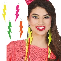 Oorbellen uit de jaren 80 in neonkleurige assortiment