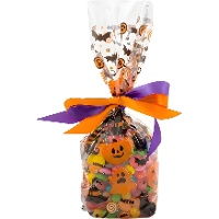 Zakjes voor Halloween snoep met pompoenmotief 12,5 x 24 cm - Decoreer - 20 stuks