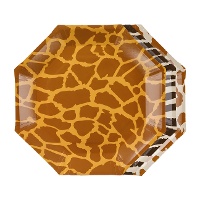 Safari-bordjes met dierenprint, 23 cm - 6 stuks