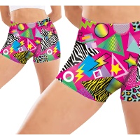 Elastische neon-retro shorts voor dames