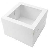 Witte taartdoos van 20 x 20 x 20 cm met kijkvenster aan de bovenzijde