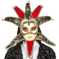 Venetiaans rood en zwart vrouwenmasker