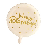 Gouden 'happy birthday' ballon met sterren van 45 cm