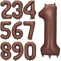 Mokka nummerballon van 86 cm - PartyDeco - 1 stuk