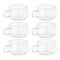 Dubbelwandige theekopjes van borosilicaat, 280 ml - set van 6
