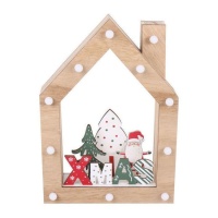 Houten Kersthuisje met Licht van 21 x 6 x 30 cm