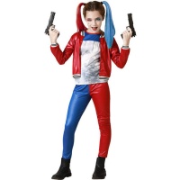 Kostuum van ondeugende Harley in rood en blauw voor meisjes