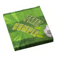 Servilletas de Feliz Cumple futbolero de 16,5 x 16,5 cm - 12 unidades