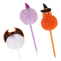 Halloween pen met pompon - 1 stuk