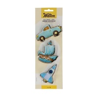 Auto-, boot- en raketvormen - Wilton - 3 stuks