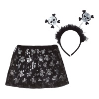 Kinderset met schedels, inclusief tutu en diadeem - 2 delen