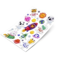 3D astronaut dieren stickers - 1 vel