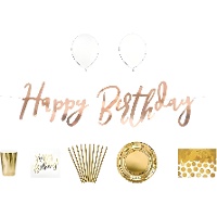 Pakket met zoete tafeldecoratie voor Happy Birthday Goud - 60 stuks
