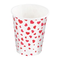 Bekers met rode hartjes - set van 8