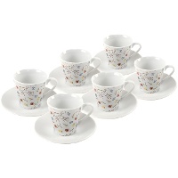 Koffiekopje van 90 ml met kleurrijke bloemen - 6 stuks