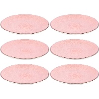 27 cm mandala roze steengoed bord - Vessia - 6 stuks