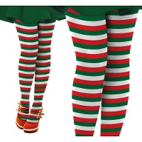 Gestreepte panty in rood, wit en groen