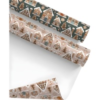 Kerst inpakpapier met peperkoekhuisjes 2 x 0,70 m - 1 stuk