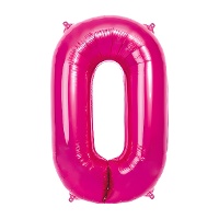 Folieballon cijfer 0 donkerroze 65 cm - 1 stuk