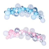 Organische ballonslinger in twee kleuren en zilver - 53 stuks