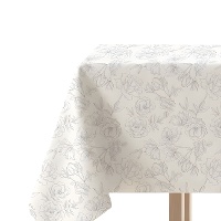 Tafelkleed van 2,00 x 1,45 m met bloemen- en bladerenstof