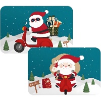 Leuke placemat met kerstman op scooter 43 x 28 cm assorti - 1 stuk