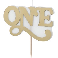 Gouden ONE-kaars 6,5 cm