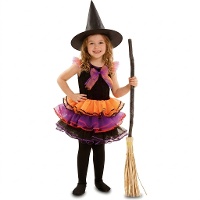 Heksenkostuum met multicolour tutu voor meisjes