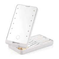 Draagbare LED-spiegel 16 x 9 x 2,5 cm met make-upkwasten