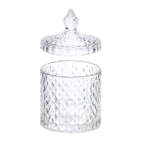 Bolvormige bonbonnière van 14 x 8,5 x 8,5 cm met ruitmotief